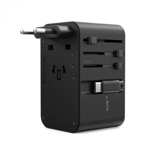 Choetech GaN 45W PD Universal Travel Adapter with Retractable USB-C Black PD5021 - Choetech - Image 3