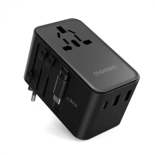Choetech GaN 45W PD Universal Travel Adapter with Retractable USB-C Black PD5021 - Choetech - Image 4