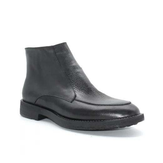 Men’s Black Genuine Leather Ankle Boots with Side Zipper – Elegant Minimal Design, Durable Anti-Slip Sole, Comfortable Fit for Daily Wear, Work, and Formal Outfits 40 - Shooz - Image 2
