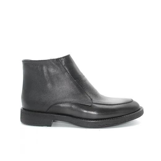 Men’s Black Genuine Leather Ankle Boots with Side Zipper – Elegant Minimal Design, Durable Anti-Slip Sole, Comfortable Fit for Daily Wear, Work, and Formal Outfits 40 - Shooz - Image 3