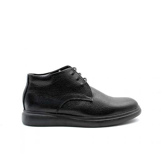 بوت رجالي برباط جلد أسود بنعل سميك وعصري (Chunky Sole) – حذاء شتوي كاجوال عالي الجودة – متانة وأناقة لجميع الإطلالات اليومية 41 - شووز - Image 5