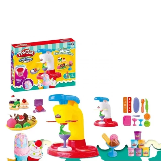 مجموعة متجر الحلويات (Sweet Shoppe) - آلة الآيس كريم الصانداي (677-C508) - مجموعة معجون تشكيل الآيس كريم مجموعة متجر الحلويات (Sweet Shoppe) - آلة الآيس كريم الصانداي (677-C508) - مجموعة معجون تشكيل الآيس كريم