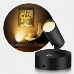 كشاف LED لاسلكي للاستخدام الداخلي, إضاءة موضعية قوية موفرة للطاقة تعمل بالبطارية, قابل للتركيب بدون أدوات للممرات، الخزائن، الرفوف أو الديكور الجداري