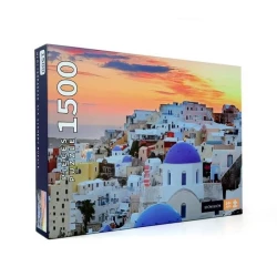 Hao Xiang Mediterranean Sea Scenery Jigsaw Puzzle (NO. 88361) - 1500 Pieces, 80x60Centimeter - Santorini Sunset, Ages 14+