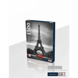 Hao Xiang Eiffel Tower Jigsaw Puzzle (NO. 88360) - 1500 Pieces, 80x60Centimeter - Black & White Photo with Red Car Highlight, Ages 14+