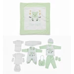 Star Baby 10-Piece Newborn Gift Set – Soft Green & White Cotton Outfit Set with Blanket, Romper, Hat, Mittens & Booties for Baby Shower Gift