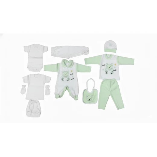Star Baby 10-Piece Newborn Gift Set – Soft Green & White Cotton Outfit Set with Blanket, Romper, Hat, Mittens & Booties for Baby Shower Gift - Image 2