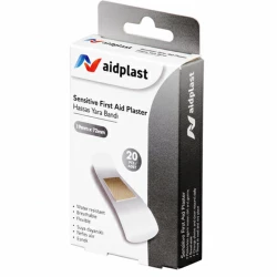 لاصقات الإسعافات الأولية الحساسة من Aidplast، 20 قطعة، لون أبيض، 19 مم × 72 مم، مضادة للحساسية