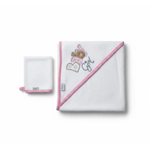 Hooded Baby Bath Towel Set – Soft Absorbent Cotton Terry Towel with Matching Washcloth for Newborns, Infants & Toddlers, Perfect for Home, Bath & Beach Use
