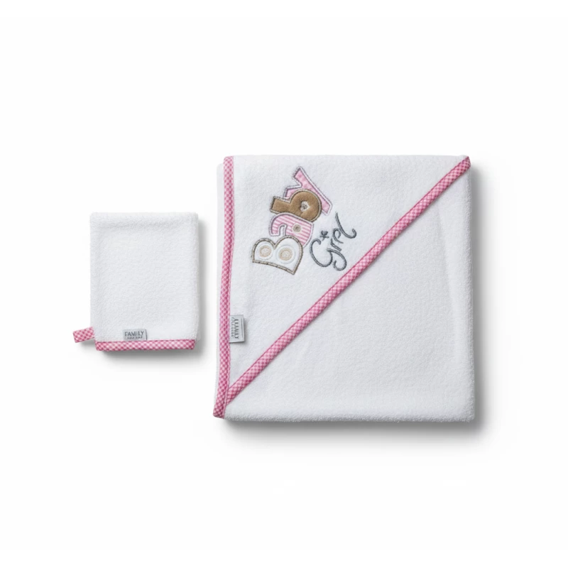 Hooded Baby Bath Towel Set – Soft Absorbent Cotton Terry Towel with Matching Washcloth for Newborns, Infants & Toddlers, Perfect for Home, Bath & Beach Use