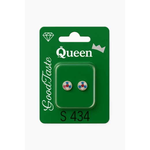 Queen Medical-Grade Stud Earrings – Pair, Hypoallergenic Surgical Steel & Gold-Plated, Secure