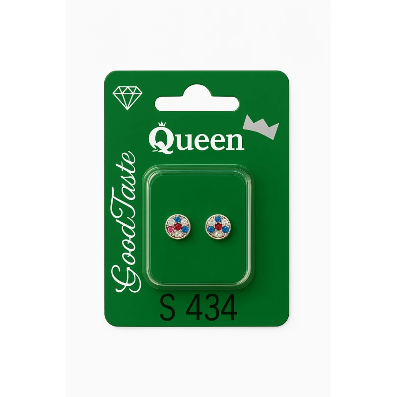 Queen Medical-Grade Stud Earrings – Pair, Hypoallergenic Surgical Steel & Gold-Plated, Secure - Queen