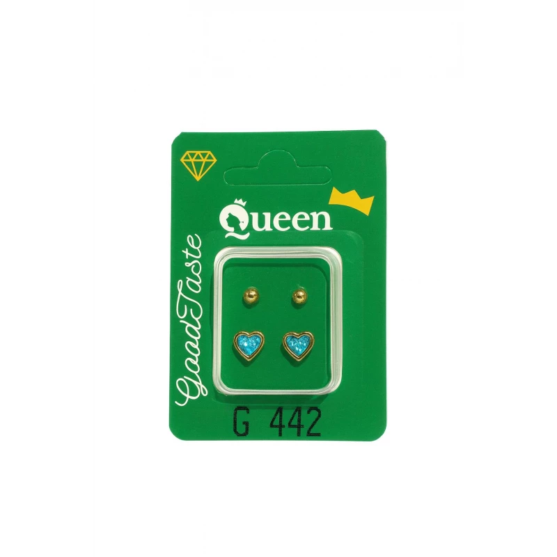 Queen Medical-Grade Stud Earrings – 2 Pairs, Hypoallergenic Surgical Steel & Gold-Plated, Secure - Queen