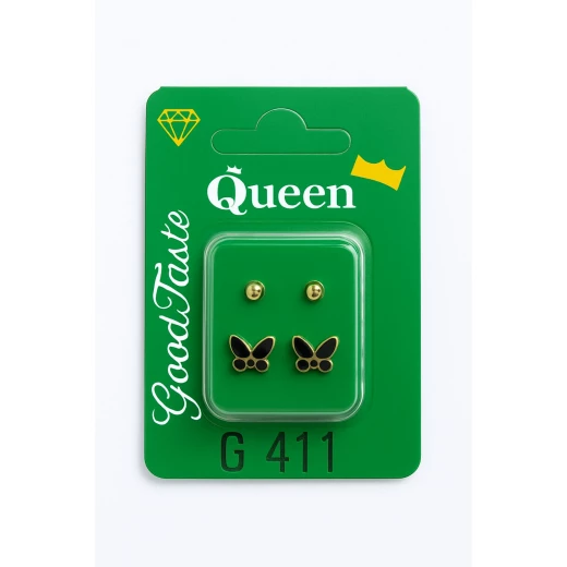 Queen Medical-Grade Stud Earrings – 2 Pairs, Hypoallergenic Surgical Steel & Gold-Plated, Secure Queen Medical-Grade Stud Earrings – 2 Pairs, Hypoallergenic Surgical Steel & Gold-Plated, Secure