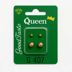 Queen Medical-Grade Stud Earrings – 2 Pairs, Hypoallergenic Surgical Steel & Gold-Plated, Secure