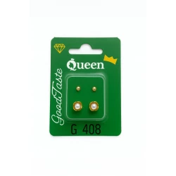 Queen Medical-Grade Stud Earrings – 2 Pairs, Hypoallergenic Surgical Steel & Gold-Plated, Secure