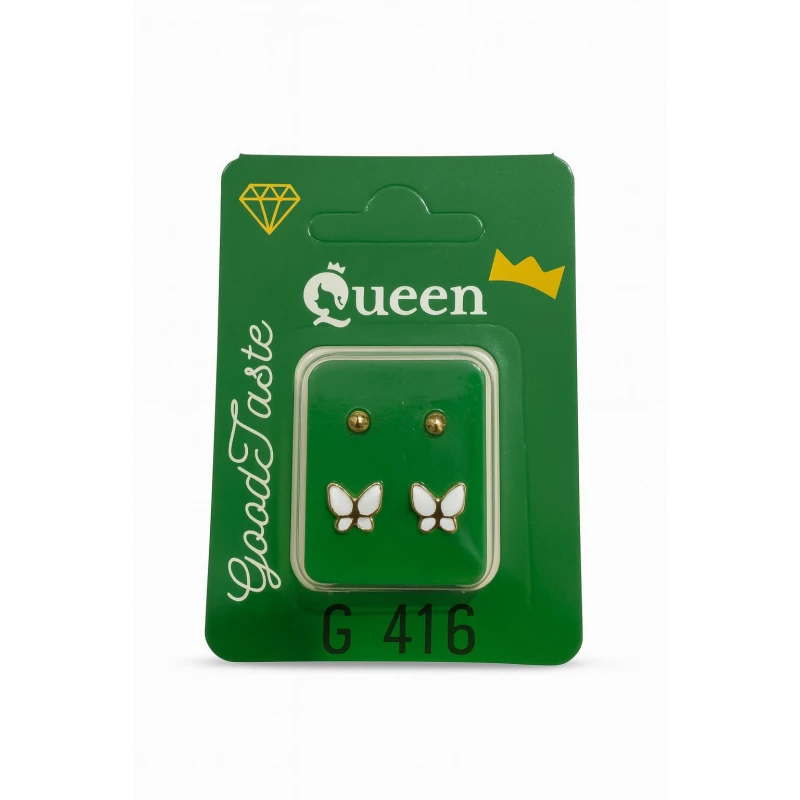 Queen Medical-Grade Stud Earrings – 2 Pairs, Hypoallergenic Surgical Steel & Gold-Plated, Secure - Queen