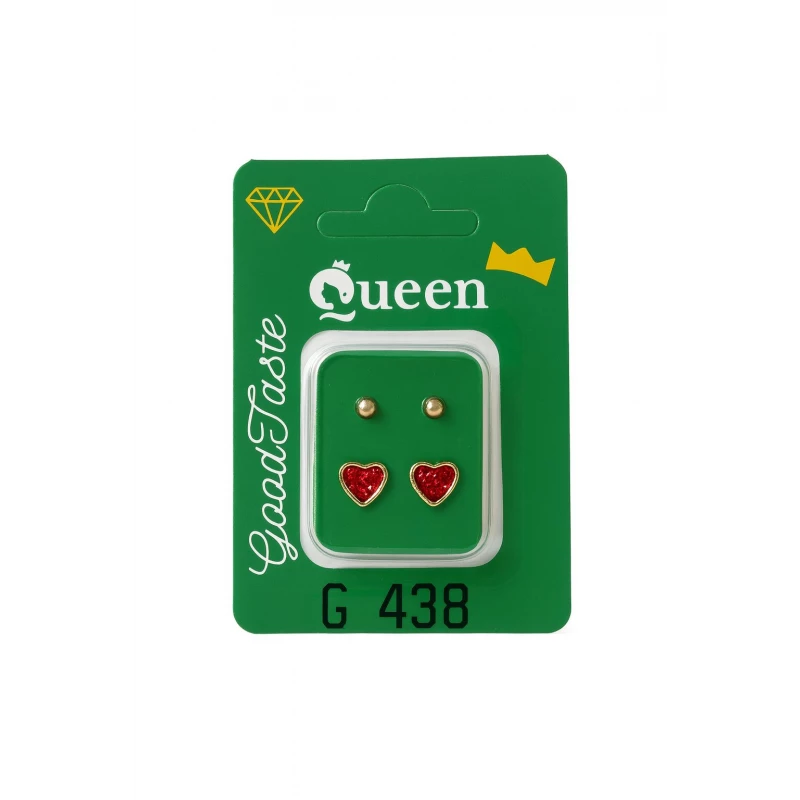 Queen Medical-Grade Stud Earrings – 2 Pairs, Hypoallergenic Surgical Steel & Gold-Plated, Secure - Queen