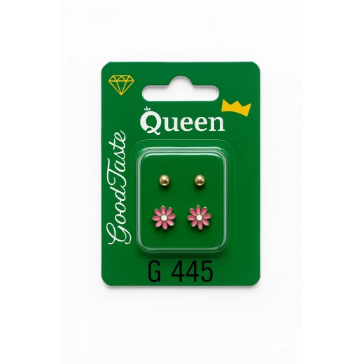 Queen Medical-Grade Stud Earrings – 2 Pairs, Hypoallergenic Surgical Steel & Gold-Plated, Secure Queen Medical-Grade Stud Earrings – 2 Pairs, Hypoallergenic Surgical Steel & Gold-Plated, Secure
