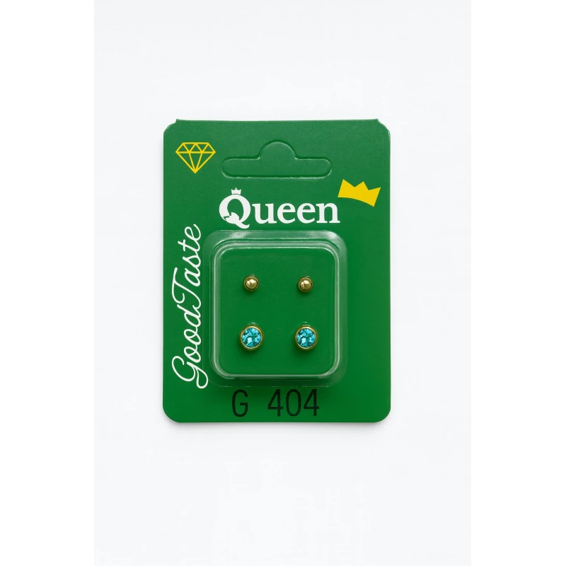 Queen Medical-Grade Stud Earrings – 2 Pairs, Hypoallergenic Surgical Steel & Gold-Plated, Secure - Queen