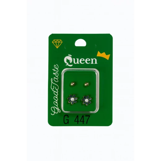 Queen Medical-Grade Stud Earrings – 2 Pairs, Hypoallergenic Surgical Steel & Gold-Plated, Secure Queen Medical-Grade Stud Earrings – 2 Pairs, Hypoallergenic Surgical Steel & Gold-Plated, Secure