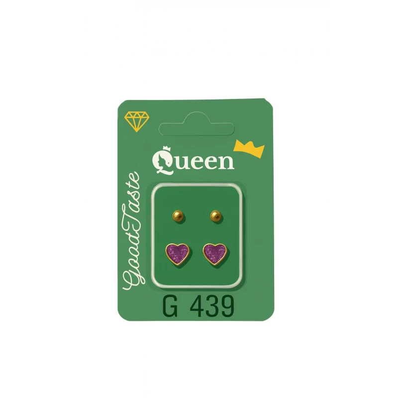 Queen Medical-Grade Stud Earrings – 2 Pairs, Hypoallergenic Surgical Steel & Gold-Plated, Secure - Queen