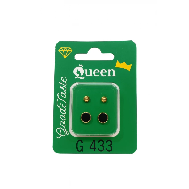 Queen Medical-Grade Stud Earrings – 2 Pairs, Hypoallergenic Surgical Steel & Gold-Plated, Secure - Queen