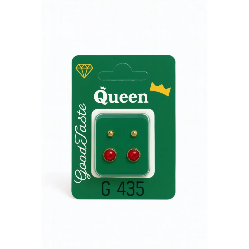 Queen Medical-Grade Stud Earrings – 2 Pairs, Hypoallergenic Surgical Steel & Gold-Plated, Secure - Queen