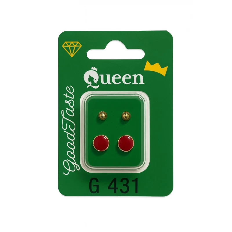 Queen Medical-Grade Stud Earrings –2 Pairs, Hypoallergenic Surgical Steel & Gold-Plated, Secure - Queen