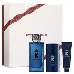 Dolce & Gabbana D&G K Eau de Parfum 100ml Gift Set for Men: Includes EDT, After Shave Balm, & Shower Gel. A Sophisticated Fragrance Collection.