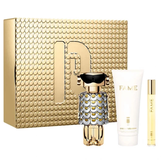 Paco Rabanne Fame Eau De Parfum 80ml Gift Set For Women, Includes 10ml Travel Size and Body Lotion Paco Rabanne Fame Eau De Parfum 80ml Gift Set For Women, Includes 10ml Travel Size and Body Lotion