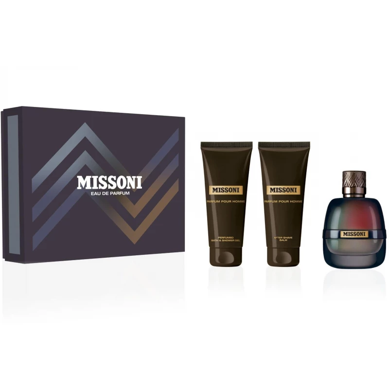 مجموعة هدايا عطر ميسوني بور هوم للرجال، ماء عطر، جل استحمام، بلسم بعد الحلاقة، إيطاليا - ميسوني
