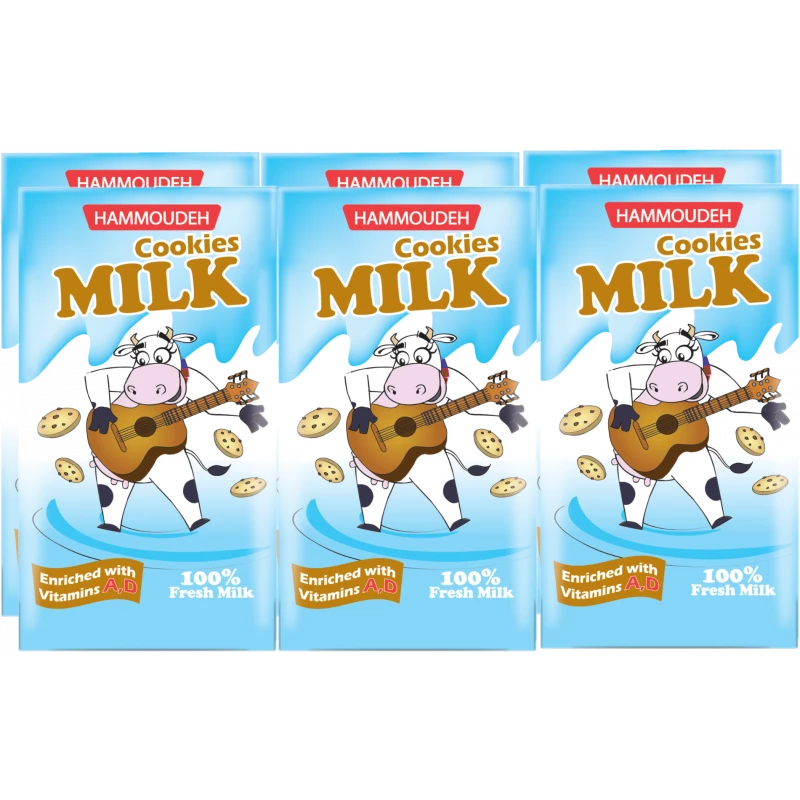 Hammoudeh Cookies Milk 125ml Pack of 6, Delicious and Nutritious Snack for Kids and Adults - Hammoudeh