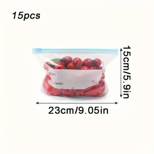 Reusable Freezer Bags Leak Proof Zipper Lock 15 Pieces - K store - Image 7