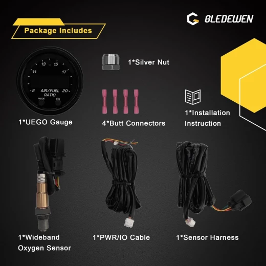 طقم مقياس نسبة الهواء/الوقود AEM X-Series Wideband UEGO، إطار أسود، واجهة سوداء، 2 1/16 بوصة - ايه اي ام - Image 4