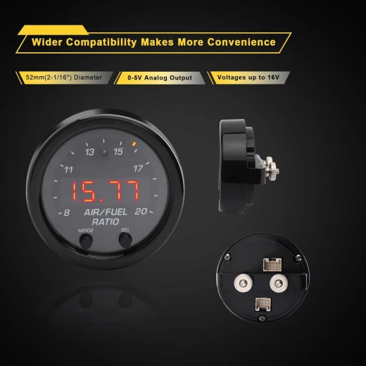 طقم مقياس نسبة الهواء/الوقود AEM X-Series Wideband UEGO، إطار أسود، واجهة سوداء، 2 1/16 بوصة - ايه اي ام - Image 8