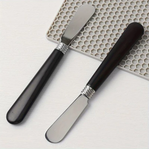 Stainless Steel Cheese Knife Butter Spreader Black Handle Charcuterie Board Stainless Steel Cheese Knife Butter Spreader Black Handle Charcuterie Board