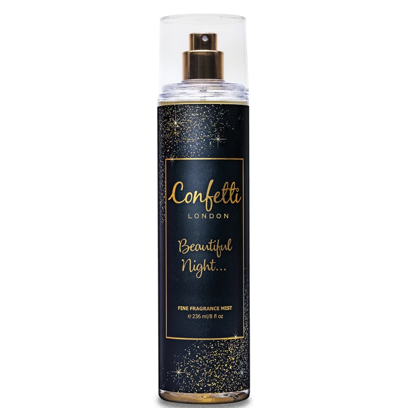 Confetti London Beautiful Night Body Mist 236ml | Elegant & Long-Lasting Fragrance for Women, Ideal Evening Perfume Spray - Confetti