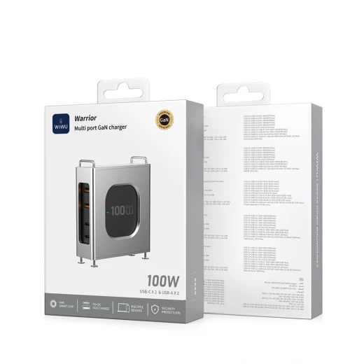 Wiwu Wi-G013 Warrior Series GaN Tech 100W Fast Charging Charger Head Black Wiwu Wi-G013 Warrior Series GaN Tech 100W Fast Charging Charger Head Black