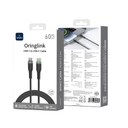 WiWU C069 Oringlink USB-A to USB-C Aluminum Alloy Braided Nylon Cable, 1M Black
