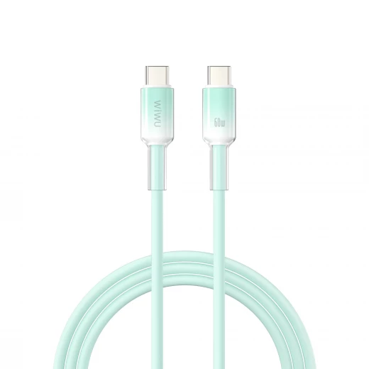 كابل وي وو C063 نيو لينك USB C إلى USB C سيليكون 1 متر أخضر للشحن السريع ونقل البيانات يدعم توصيل الطاقة 60 واط تصميم متين متوافق مع أجهزة الكمبيوتر المحمولة والهواتف الذكية - وي وُو - Image 2