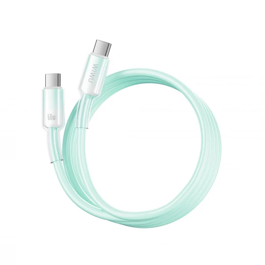 كابل وي وو C063 نيو لينك USB C إلى USB C سيليكون 1 متر أخضر للشحن السريع ونقل البيانات يدعم توصيل الطاقة 60 واط تصميم متين متوافق مع أجهزة الكمبيوتر المحمولة والهواتف الذكية - وي وُو - Image 5