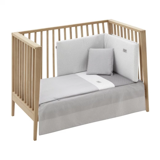 Joggo 2 Piece Crib Bedding Set Grey Vichy Pattern 60x120x3 cm Includes a Fitted Sheet and a Bumper Perfect for Baby's Nursery Safe and Cozy Joggo 2 Piece Crib Bedding Set Grey Vichy Pattern 60x120x3 cm Includes a Fitted Sheet and a Bumper Perfect for Baby's Nursery Safe and Cozy