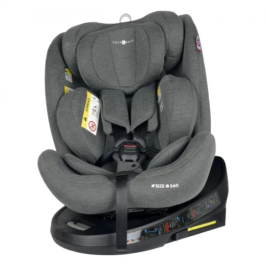 Cozy N Safe Apollo i-Size 360° Car Seat, Rotating, Moon Grey, Birth to 12 Years - Cozy N Safe - Image 11