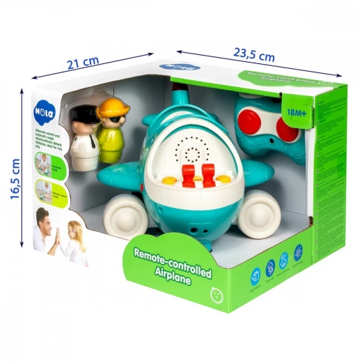 Hola Remote Control Airplane for Kids, Features Sound and Flashing Lights, Includes 2 Pilot Figures and Easy Control, Great Gift for Children Ages 3+ and Up - Hola - Image 2