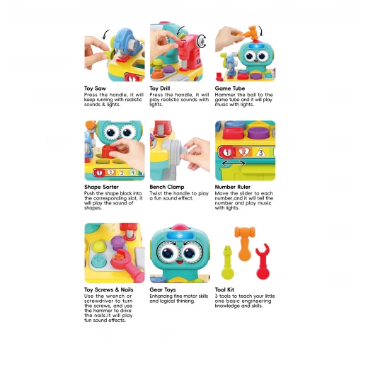 Hola Toys 9-in-1 Multifunctional Baby Robot Toy with Tools Set Ages 12-60 Months - Hola - Image 3