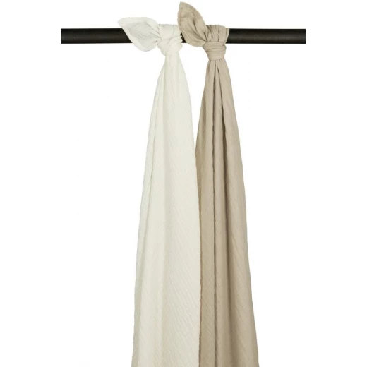 Meyco Pre-Washed Swaddle Blanket Set of 2 Offwhite and Sand 120x120cm Meyco Pre-Washed Swaddle Blanket Set of 2 Offwhite and Sand 120x120cm