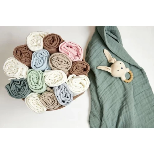 Meyco Pre-Washed Swaddle Blanket Set of 2 Offwhite and Sand 120x120cm - Meyco - Image 3