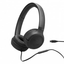 سماعات أذن JBL Tune 530C فوق الأذن، سلكية بمنفذ USB-C، صوت بيور باس، أسود