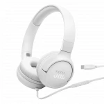 سماعات أذن JBL Tune 520C سلكية عبر USB-C، صوت عالي الدقة، أبيض